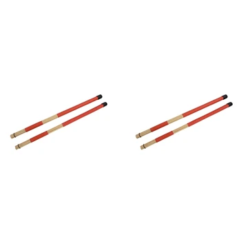 2 пары 40 см бамбуковый стержень барабанные щетки палочки для джазовой народной музыки (красный)