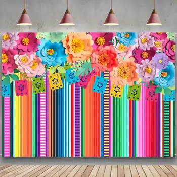 Мексиканская фиеста фон фотобудка цветы фиеста фон цветочные полосы флаги день рождения мексиканские украшения реквизит