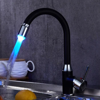 LED Чувствительный к температуре 3-цветный смеситель с подсветкой Кухня Ванная комната 7 цветов Glow Водосберегающий кран Аэратор Кран Насадка Душ
