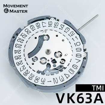 Новый механизм vk63a Quartz Japan TMI mouvement vk63 automatique original 3 стрелки с 3 глазами и датой Маленький хронограф Секундная минута
