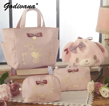 японский стиль большой емкости сумки для девочек женская сумка большой емкости lolita cartoon розовая сумка