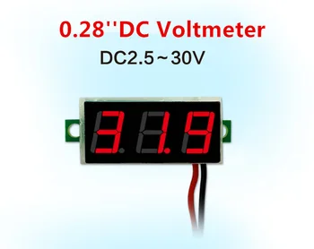 0,28 дюйма Красный синий цифровой светодиодный мини-дисплей Модуль DC2,5 В-30 В постоянного тока 0-100 В Вольтметр Тестер напряжения Панель счетчика Датчик Мотоцикл Автомобиль
