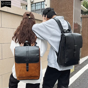 Новый винтажный трендовый рюкзак для пар мужской высококачественный рюкзак из искусственной кожи Модный молодежный школьный рюкзак Дизайнерская дорожная сумка мужская