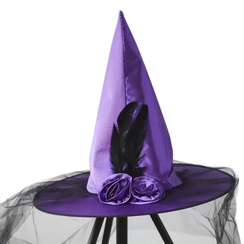Хэллоуин Ведьма Волшебник Шляпа Вечеринка Костюм Головной убор Дьявольская кепка Косплей Реквизит Украшения Аксессуары для взрослых Женщины Мужчины Дропшиппинг
