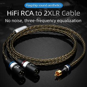 Аудио кабель HiFi RCA на 2XLR для усилителя Hi-end 8 жил OCC Посеребренный RCA на 2XLR Штекер-штекер и женский разветвитель Y Кабель