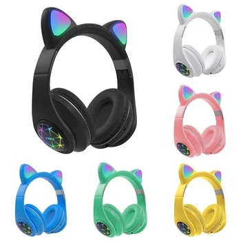 складная беспроводная гарнитура Симпатичные наушники для кошек Bluetooth-совместимые наушники 5.0 для детей Взрослые Подарок Дом Самолет Школа Путешествия