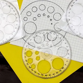 Пластиковый шаблон кругового чертежа Прозрачная строительная опалубка Многофункциональная линейка Профессиональный геометрический шаблон Офис