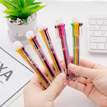  Творческая многоцветная шариковая ручка Lovely Канцелярские принадлежности Пресс 8 цветов Масляная ручка для студентов Дети Офис Школьные принадлежности