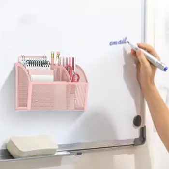 Магнитный держатель для хранения Прочный магнитный держатель для ручки 3-секционный металлический органайзер для холодильника Белая доска Офисные школьные принадлежности