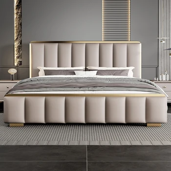 Multifonction Двуспальная кровать Nordic Aesthetic Queen Size Кровать для отдыха Место для хранения Cama De Lujo Para Dormitorio Мебель для спальни