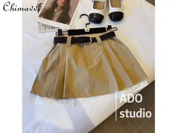A-образный силуэт плиссированная короткая юбка для женщин 2023 лето с высокой талией Сексуальная мини-юбка JK Hot Girl с высокой талией All Match Female