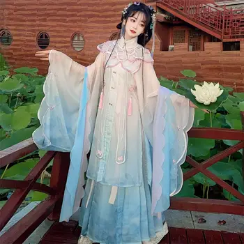 Древняя принцесса Фея Ханьфу Платья Традиционная Китайская Одежда Для Женщин Сладкая Вышивка Ханьфу Платье 5шт Облако Плечо
