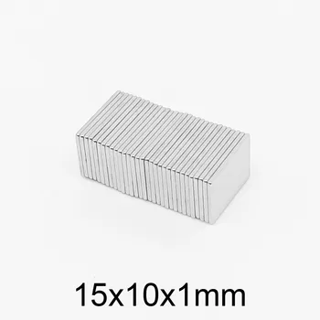 10 шт. 15X10X1 мм Тонкий блок Мощные сильные магнитные магниты N35 Постоянные неодимовые магниты 15x10x1 мм 15 * 10 * 1 мм