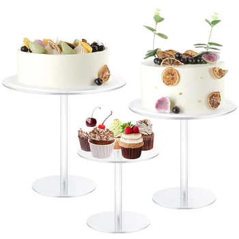 Акриловая подставка для торта,Прозрачная подставка для торта Круглая высокая подставка для торта для десертного стола, для свадьбы, мероприятия, вечеринки по случаю дня рождения Прочный