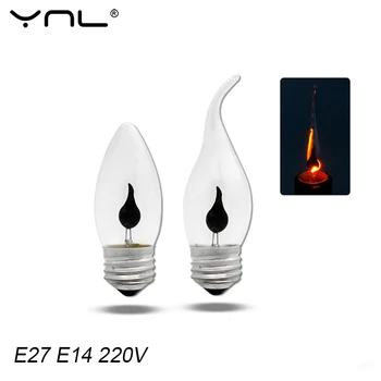 LED Candle Bulb E14 E27 LED Flame Effect Bulb AC220V Edison Emulation Fire Lighting Vintage Home Decor Ampoula Candle Bulb