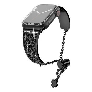 Алмазный металлический ремешок для ремешка Apple Watch 7 6 se 5 4 3 2 Кафельный браслет 45 мм 38 мм 40 мм 42 мм 44 мм для iwatch loop 41 мм Ювелирные изделия