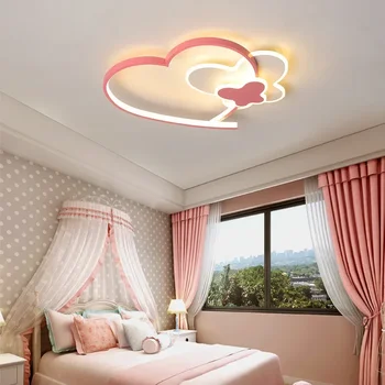 Современный скандинавский дизайн Акриловые светодиодные потолочные светильники Розовое сердце Лампы внутреннего освещения для детской спальни WF1019