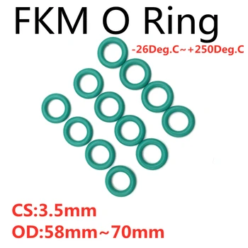 FKM Уплотнительное кольцо Уплотнительная прокладка Изоляция Масло Высокая термостойкость Фторкаучук Уплотнительное кольцо Зеленый CS 3,5 мм OD 58-70 мм 50 шт.