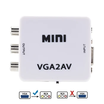 1080P VGA2AV CVBS RCA Mini Video Box с 3,5-мм аудиовходом VGA в AV 3RCA Converter Adapter для настольного ноутбука и телевизора