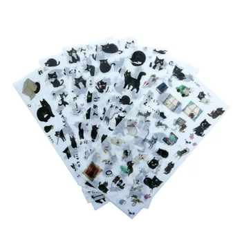 30 упаковок Черная кошка наклейка мультяшное украшение коллаж дневник скрапбук материал украшение DIY оптом 16 * 8 см
