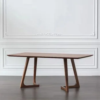 Скандинавский обеденный стол из массива дерева, простая маленькая квартира, бревенчатый стол для еды, стулья, столовая, повседневный прямоугольный журнальный столик,