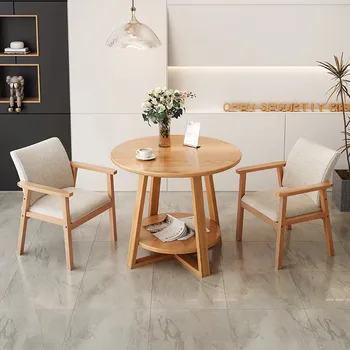 Небольшой круглый стол для переговоров, журнальный столик для отдыха, гостиная, домашний стол и стул комбинация, современный и простой