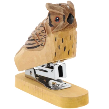 Настольный степлер Мини-степлер для животных Деревянная фигурка совы Удобный ручной степлер Настольный сшиватель Главная компания Офис