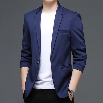 Новый классический однотонный блейзер Костюм Мужчины Корейская версия Костюм Куртка Повседневная Slim Fit Jaqueta Masculina Мужская одежда J693