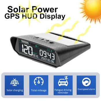 Солнечная батарея Автомобильный проекционный дисплей HUD GPS Беспроводной цифровой дисплей Спидометр Время и дата Автоматическая регулировка яркости Автомобильные часы
