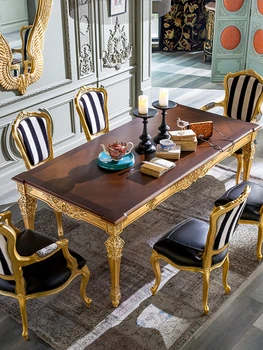 Французский китайский резной длинный обеденный стол и стул комбинация высококачественной винтажной мебели для столовой из французского бука