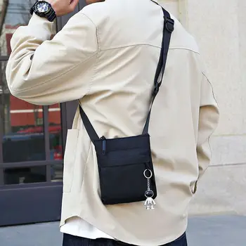 Новая мужская сумка Модная 2022 Японский стиль Водонепроницаемая маленькая сумка Оксфордская ткань Черная Verticle Повседневная сумка для телефона через плечо