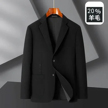 2023 XL-9XL Мужская мода Деловая повседневная Тонкая однотонная джентльменская флисовая шуба плюс толстый жаккардовый пиджак с большим карманом