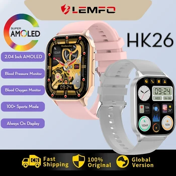 LEMFO HK26 Смарт-часы 2,04-дюймовые AMOLED Мужчины Женские Bluetooth Call Sport Smartwatch 2023 Монитор здоровья IP67 Водонепроницаемый PK Ultra 8