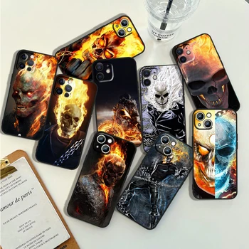 Marvel Ghost Rider Чехол для телефона Apple iPhone 14 13 12 11 Pro Max Mini XS Max X XR 7 8 Plus 5S Силиконовая черная оболочка