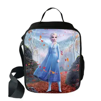 Disney Frozen Elsa Anna Lunch Bags Студенческая еда Портативный изолированный ланч-бокс Мальчики Девочки Мультфильм Школьные ланч-сумки Подарок