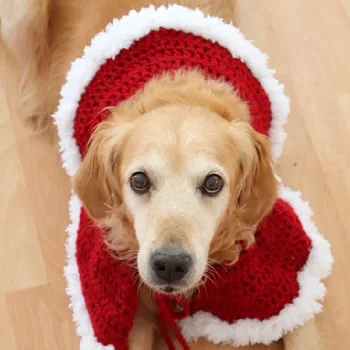 Новый рождественский шарф для домашних животных Golden Retriever Large Dog Holiday Dress To Handmade Crochet Cape для теплого и регулируемого размера