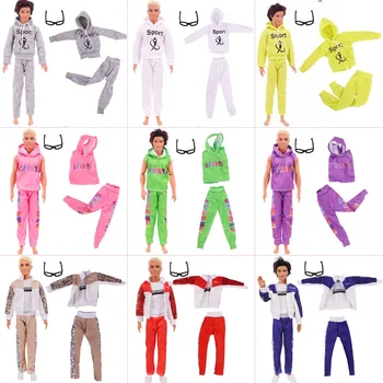 1 комплект 30 см Ken Doll Одежда Спортивный костюм Повседневная одежда для куклы Boyfriend Ken Ткань 1/6 Аксессуары для куклы Бесплатные очки Подарок на день рождения