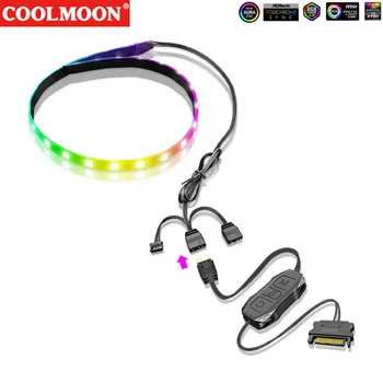 Coolmoon 5V ARGB 3-контактная магнитно-абсорбционная RGB-световая полоса с 40-сантиметровой мягкой световой полосой Кронштейн видеокарты Поддержка VGA-держателя