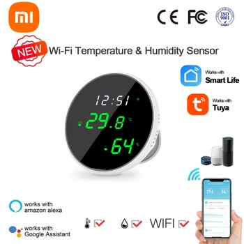 Xiaomi Tuya WIFI Датчик температуры и влажности Поддержка Alexa Google Assistant Умный внутренний гигрометр Термометр ЖК-дисплей