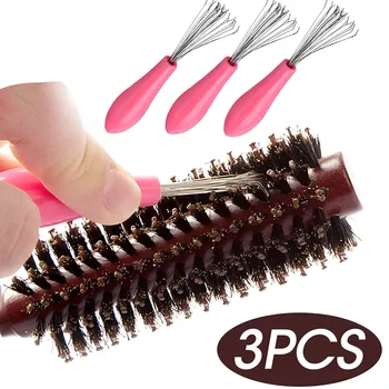  Очиститель расчески Пластиковая металлическая щетка для волос Чистка сломанной ручки для удаления волос Встроенная щетка для спутывания волос Инструмент для чистки ванной комнаты