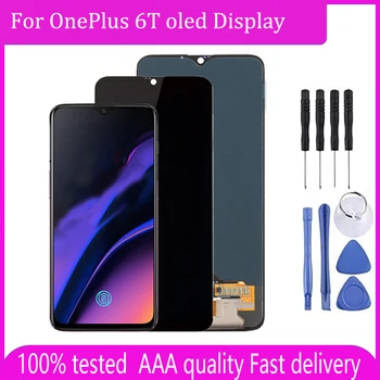 Super OLED для OnePlus 6T OLED Display A6010 A6013 ЖК-дисплей Дигитайзер с сенсорным экраном Запасные части с бесплатными инструментами
