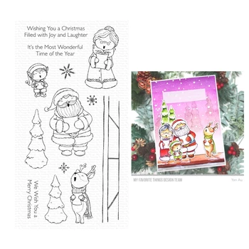 2023 Новые рождественские гимны Санта-Клаус Прозрачные штампы для резки штампов Скрапбукинг для изготовления бумаги Рамочная открытка