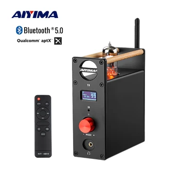 AIYIMA Audio T8 Вакуумный ламповый усилитель Bluetooth Предварительный усилитель Усилитель для наушников HiFi Bluetooth Предусилитель Декодер ЦАП USB Оптический