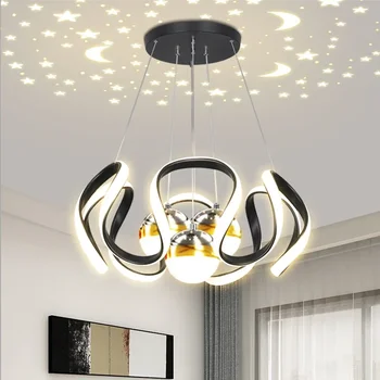 креативный светодиодный подвесной люстра освещение гостиная столовая ресторан кухня звезда небо дизайн подвесной лампы с регулируемой яркостью
