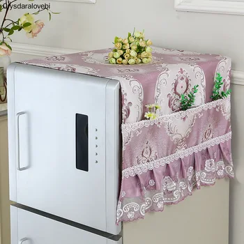  Европейский классический чехол для стиральной машины с карманом из акриловых волокон Кружевной дизайн Верхняя крышка холодильника Домашняя пыленепроницаемая крышка