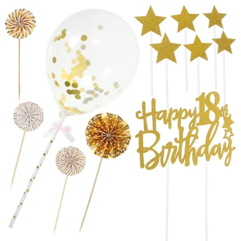 1 Набор украшений для торта на день рождения С днем рождения Топпер для торта Декоративный топпер для торта на 18-й день рождения