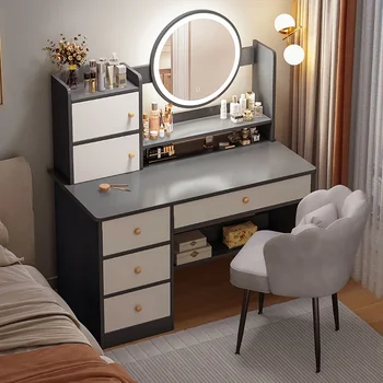 Современный минималистичный кабинет для макияжа Главная спальня Зеркало Комод Маленькая квартира Интернет Знаменитости Маленький стол для макияжа