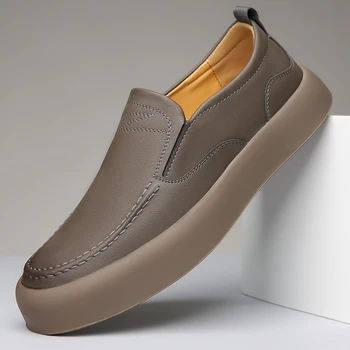 Мужская обувь из натуральной кожи Новый роскошный бренд Slip On Повседневная обувь Бизнес Формальные лоферы Мокасины Дышащая мужская обувь для вождения
