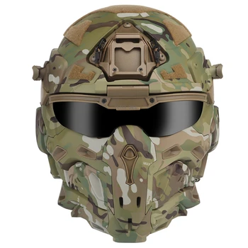Тактический шлем Встроенная гарнитура Защита от запотевания Вентилятор Военные игры Стрельба Пейнтбол Штурм Шлем Съемная маска Полностью закрытые быстрые шлемы
