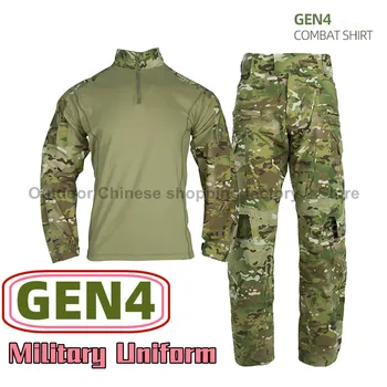 GEN4 Боевая рубашка Брюки Костюмы Камуфляж Тактическая одежда Военная тренировочная форма Армейская кемпинговая охота Пейнтбол Рабочая одежда